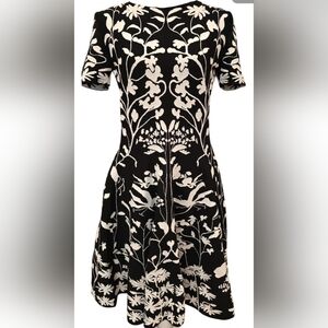Alexander Mcqueen Elegant Black and White Floral Dress